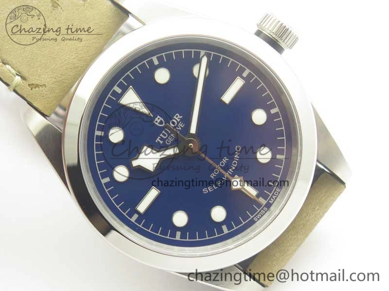 Black Bay 36 KRF 1:1 Best Edition Blue Dial on Gray Leather Strap A Supportive 9766