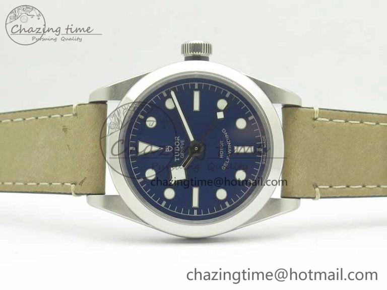 Black Bay 36 KRF 1:1 Best Edition Blue Dial on Gray Leather Strap A Supportive 9766