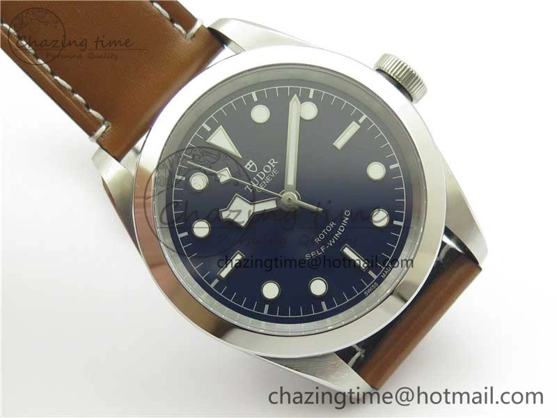 Black Bay 41 SS LF 1:1 Best Edition Blue Dial on Brown Leather Strap A Original 9747
