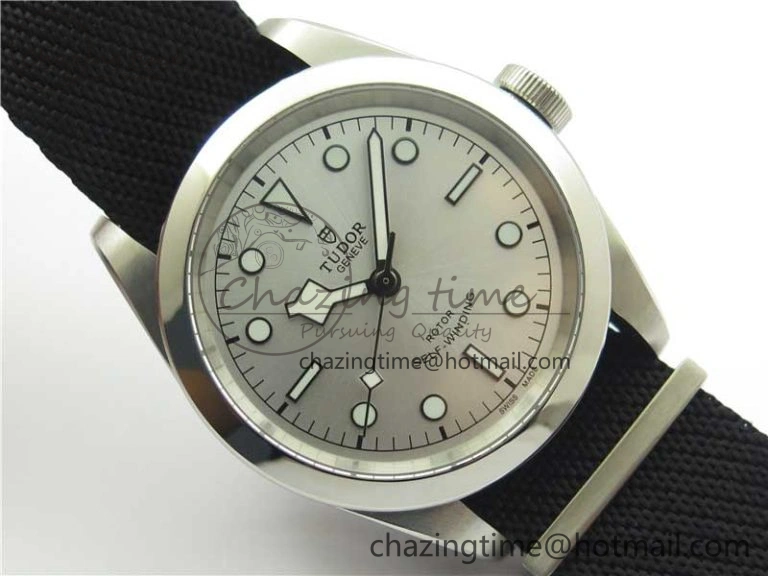 Black Bay 41 SS LF 1:1 Best Edition Silver Dial on Black Nylon Strap A Trendy 9752