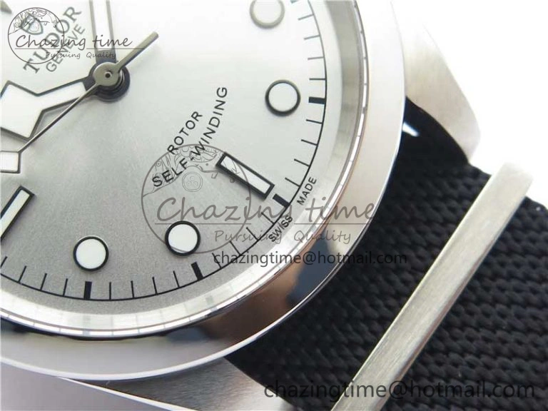Black Bay 41 SS LF 1:1 Best Edition Silver Dial on Black Nylon Strap A Trendy 9752