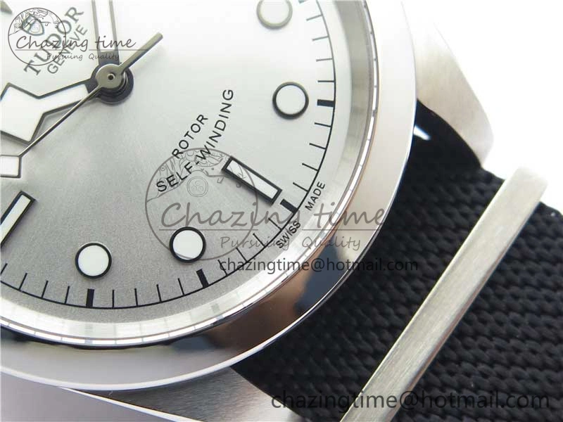 Black Bay 41 SS LF 1:1 Best Edition Silver Dial on Black Nylon Strap A Trendy 9752