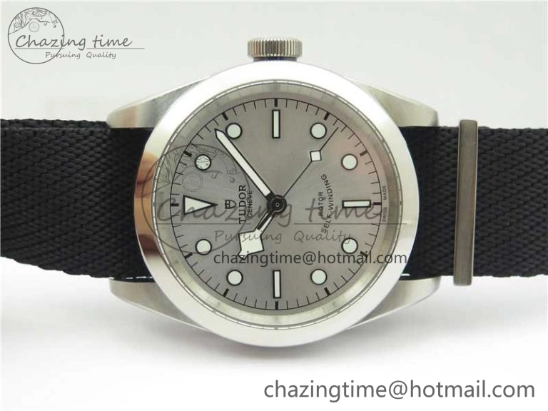 Black Bay 41 SS LF 1:1 Best Edition Silver Dial on Black Nylon Strap A Trendy 9752