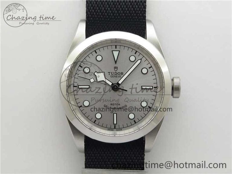 Black Bay 41 SS LF 1:1 Best Edition Silver Dial on Black Nylon Strap A Trendy 9752