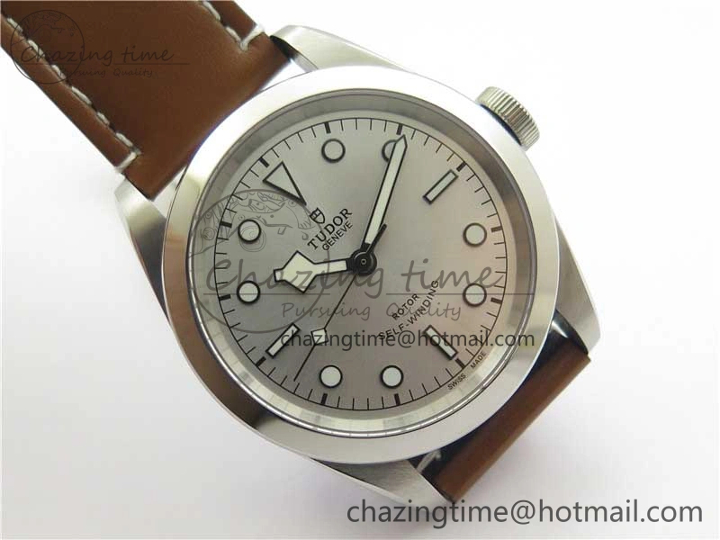 Durable Black Bay 41 SS LF 1:1 Best Edition Silver Dial on Brown Leather Strap A 9744
