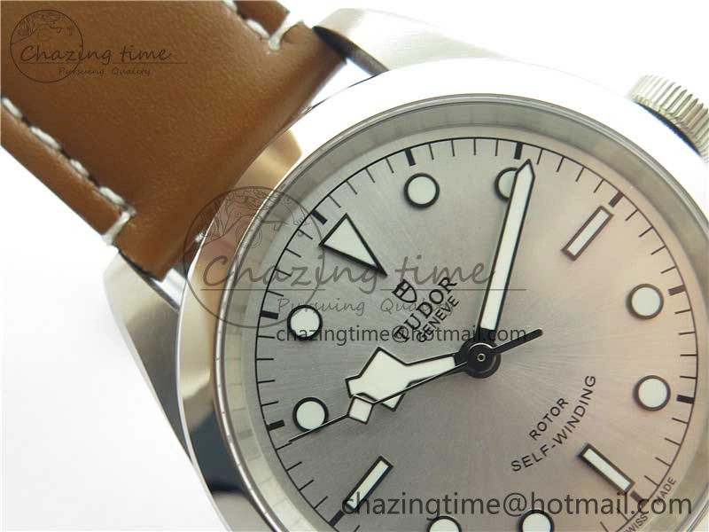 Durable Black Bay 41 SS LF 1:1 Best Edition Silver Dial on Brown Leather Strap A 9744