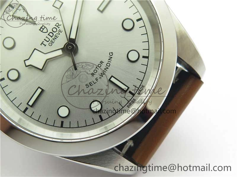 Durable Black Bay 41 SS LF 1:1 Best Edition Silver Dial on Brown Leather Strap A 9744