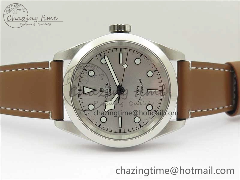 Durable Black Bay 41 SS LF 1:1 Best Edition Silver Dial on Brown Leather Strap A 9744