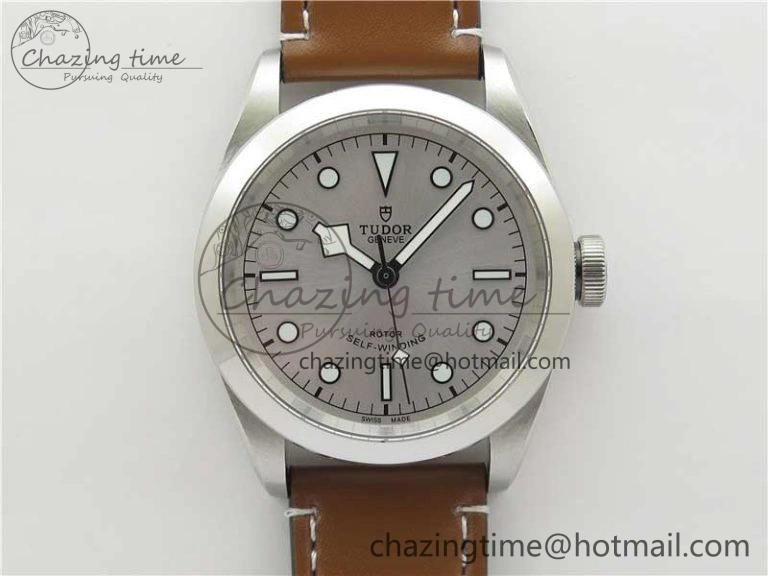 Durable Black Bay 41 SS LF 1:1 Best Edition Silver Dial on Brown Leather Strap A 9744