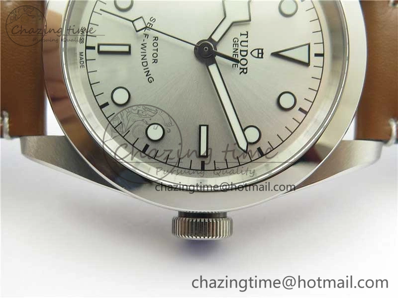 Durable Black Bay 41 SS LF 1:1 Best Edition Silver Dial on Brown Leather Strap A 9744