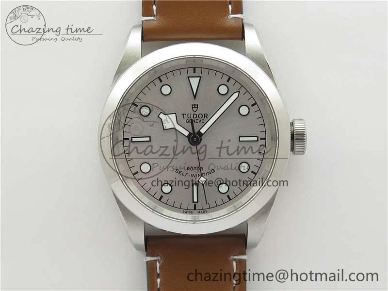 Durable Black Bay 41 SS LF 1:1 Best Edition Silver Dial on Brown Leather Strap A 9744