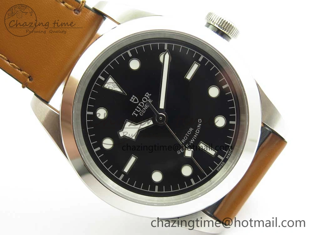 Black Bay 41mm LF 1:1 Best Edition Black Dial on Brown Leather Strap A Minimalist 9765