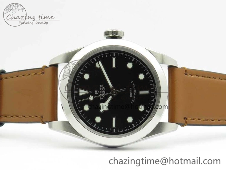 Black Bay 41mm LF 1:1 Best Edition Black Dial on Brown Leather Strap A Minimalist 9765