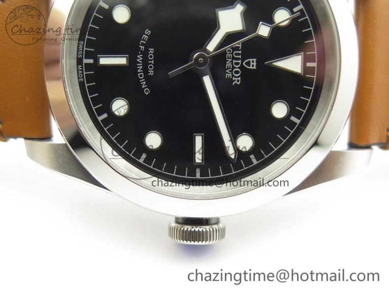 Black Bay 41mm LF 1:1 Best Edition Black Dial on Brown Leather Strap A Minimalist 9765