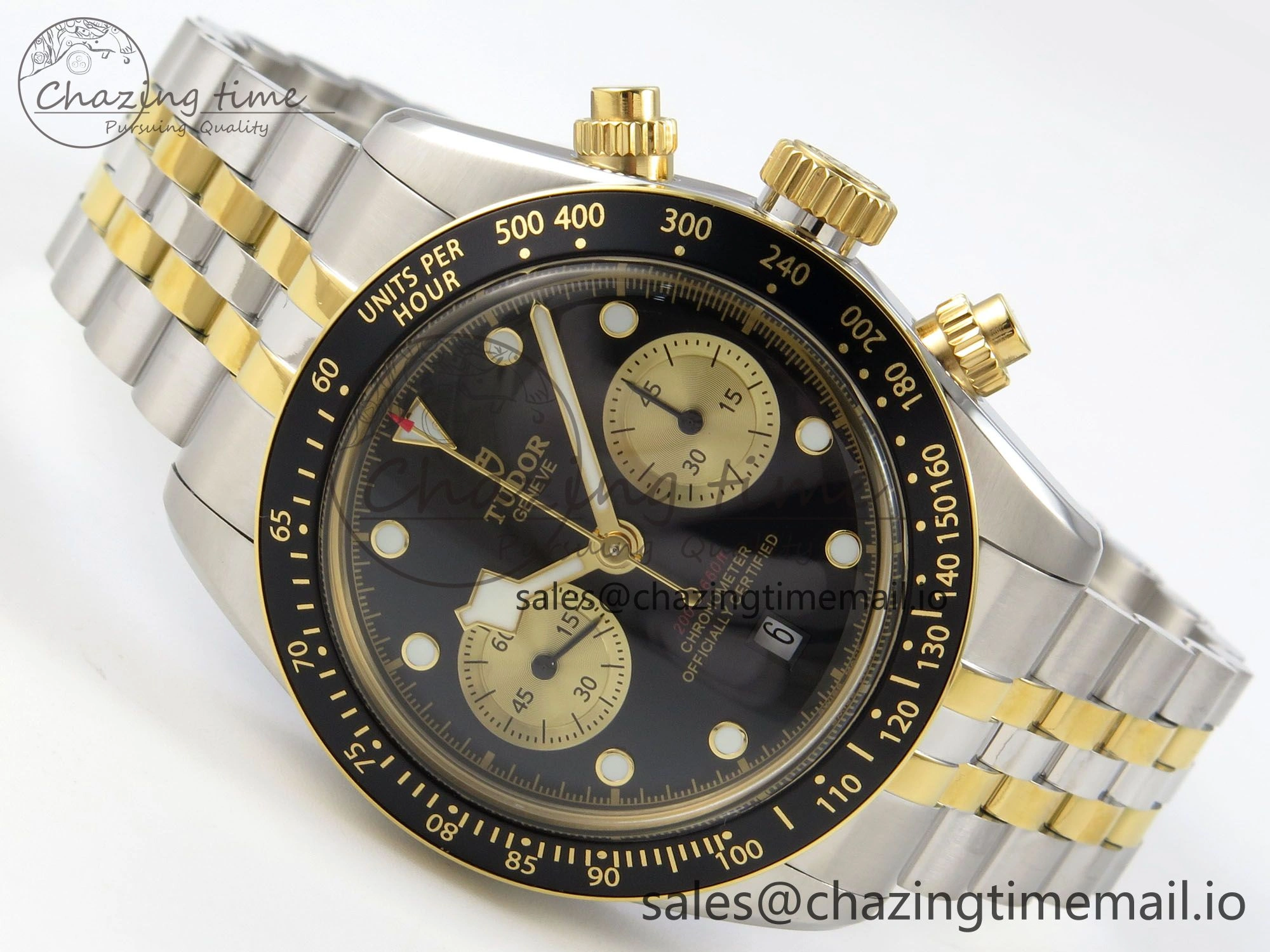 Colorful Black Bay Chrono SS BLSF 1:1 Best Edition Black Dial on YG SS Bracelet A 9727