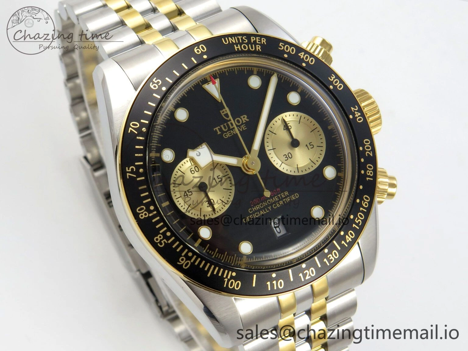Colorful Black Bay Chrono SS BLSF 1:1 Best Edition Black Dial on YG SS Bracelet A 9727