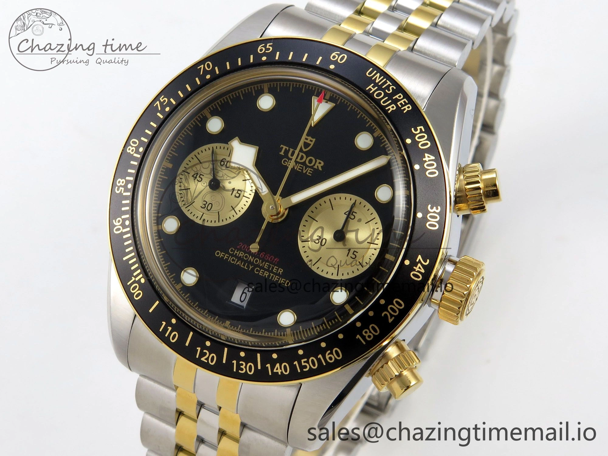 Colorful Black Bay Chrono SS BLSF 1:1 Best Edition Black Dial on YG SS Bracelet A 9727