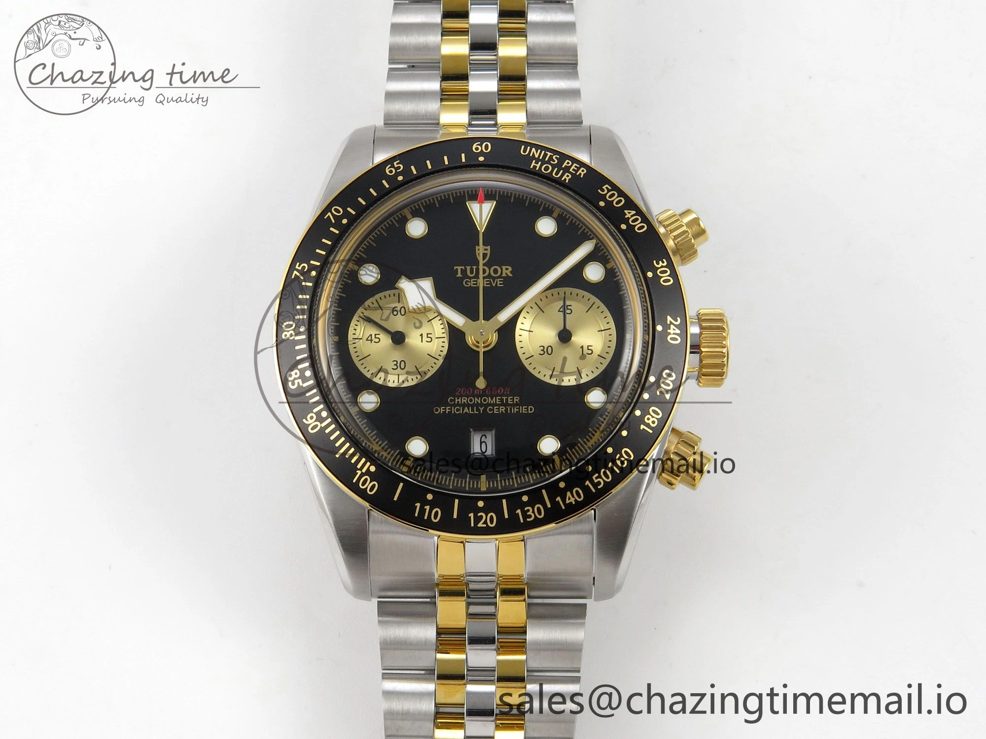 Colorful Black Bay Chrono SS BLSF 1:1 Best Edition Black Dial on YG SS Bracelet A 9727