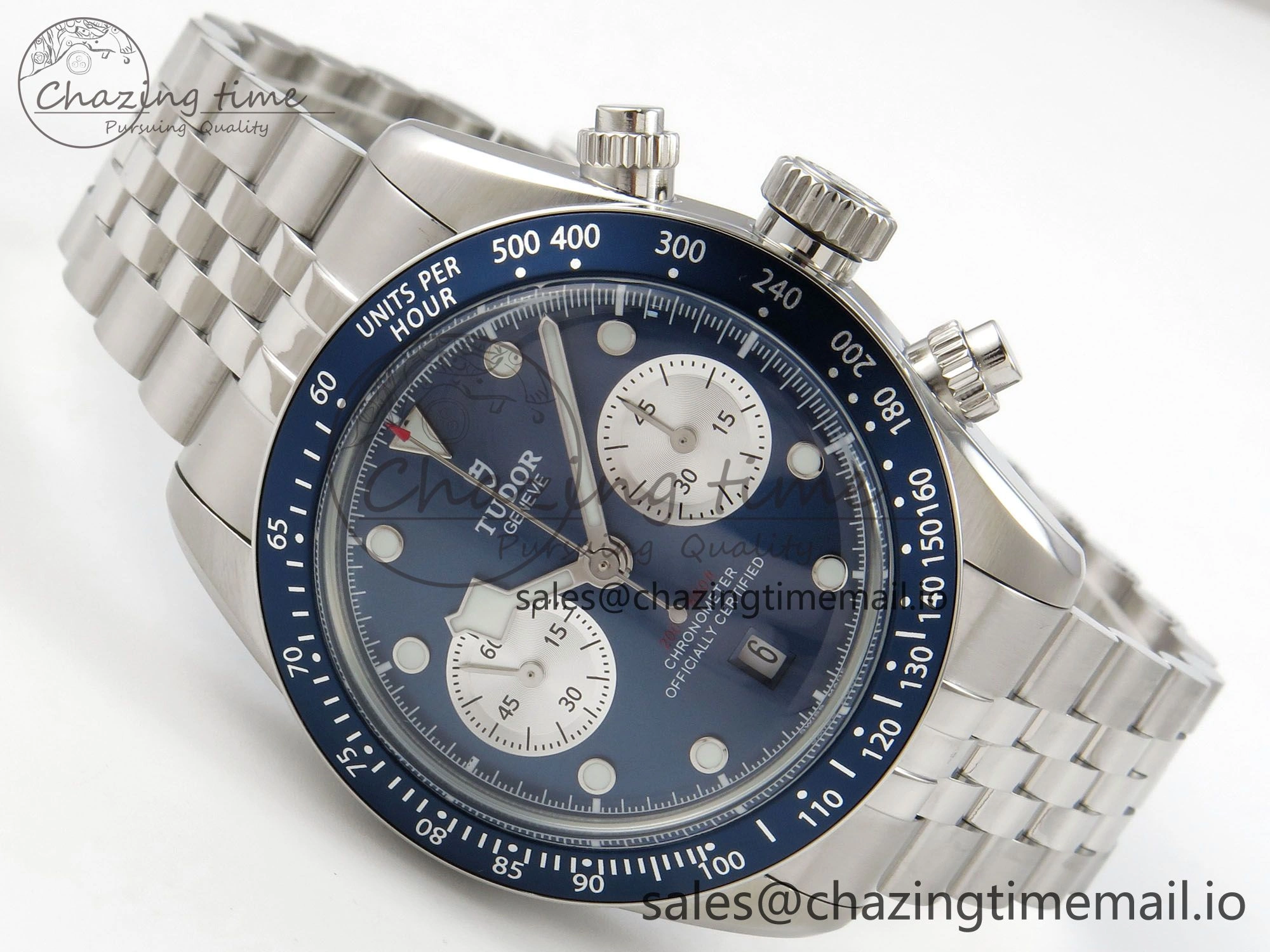 EasyCare Black Bay Chrono SS BLSF 1:1 Best Edition Blue Dial on SS Bracelet A 9720