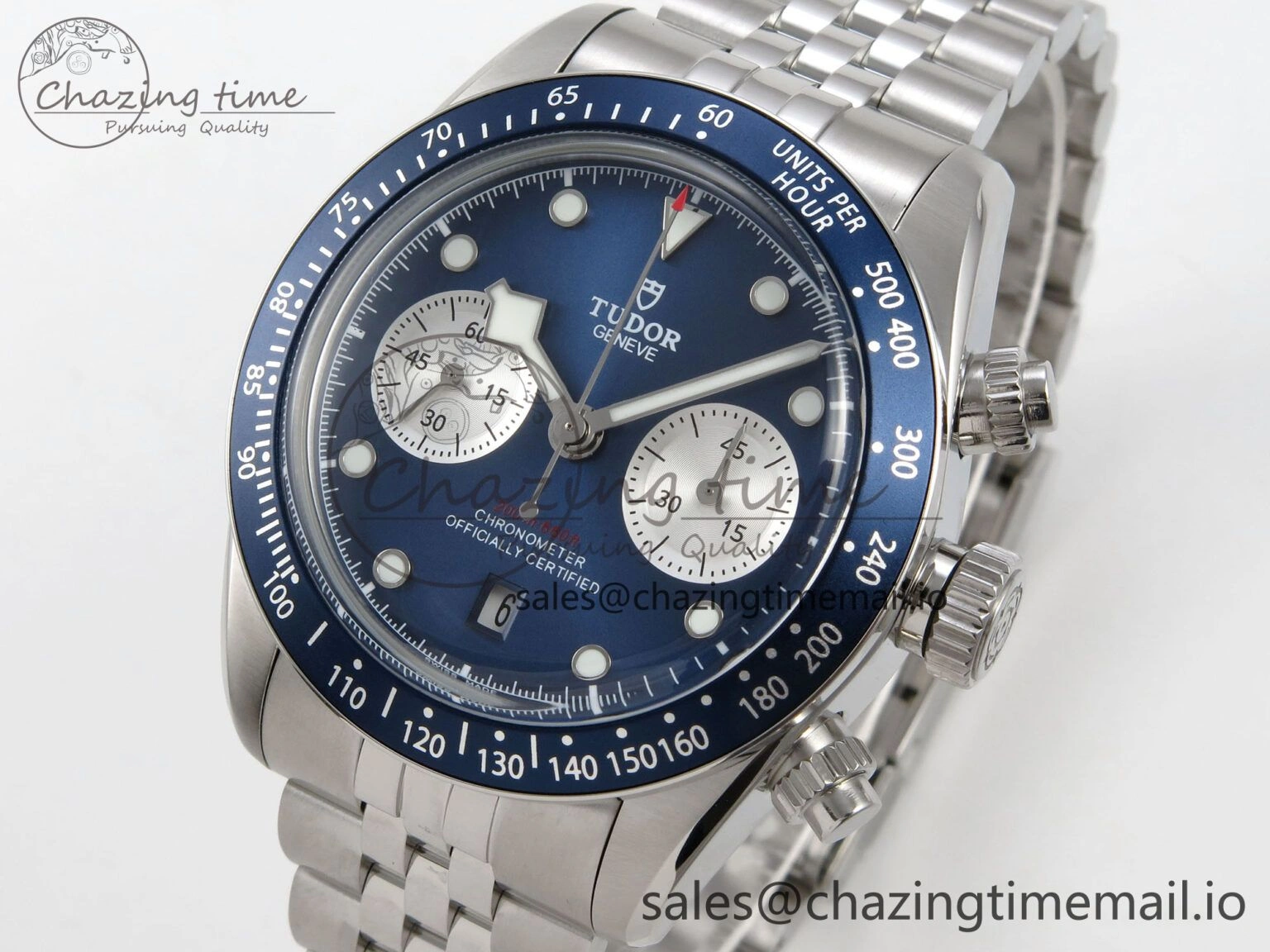 EasyCare Black Bay Chrono SS BLSF 1:1 Best Edition Blue Dial on SS Bracelet A 9720