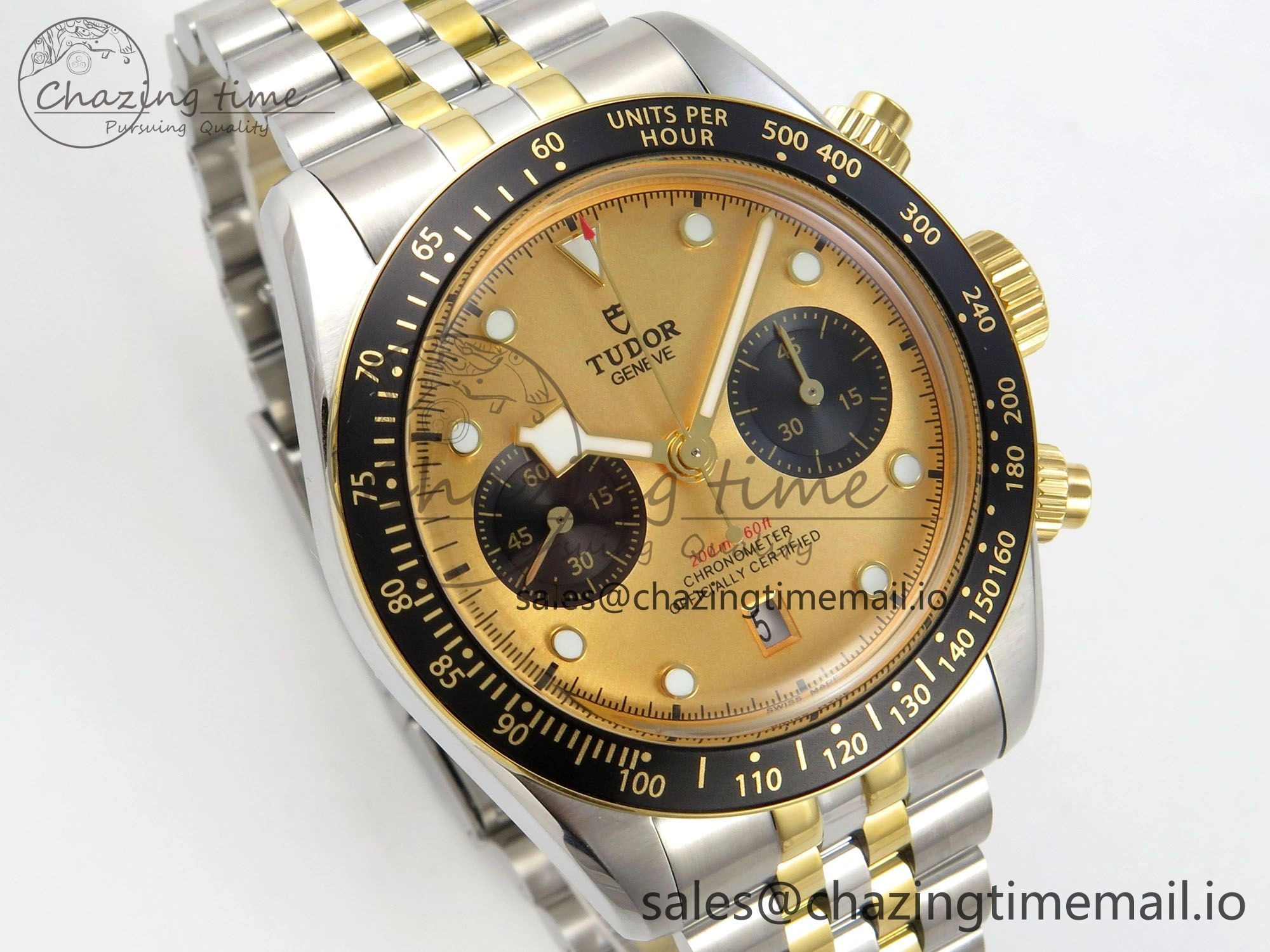 UrbanStyle Black Bay Chrono SS BLSF 1:1 Best Edition Gold Dial on YG SS Bracelet A 9721