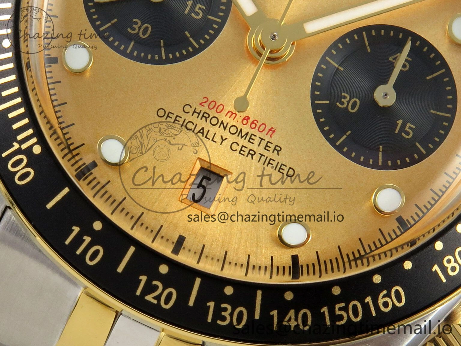 UrbanStyle Black Bay Chrono SS BLSF 1:1 Best Edition Gold Dial on YG SS Bracelet A 9721