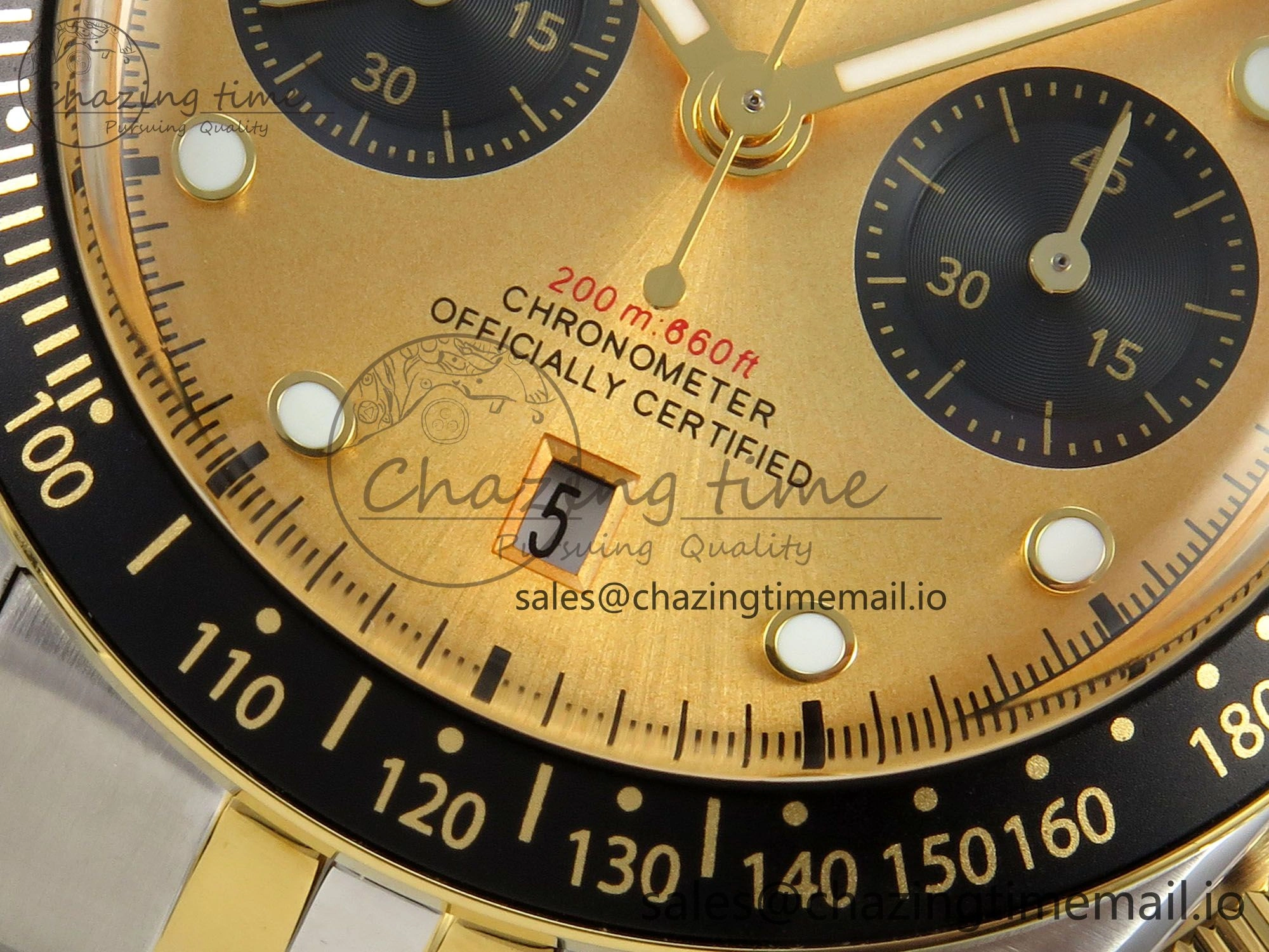 UrbanStyle Black Bay Chrono SS BLSF 1:1 Best Edition Gold Dial on YG SS Bracelet A 9721