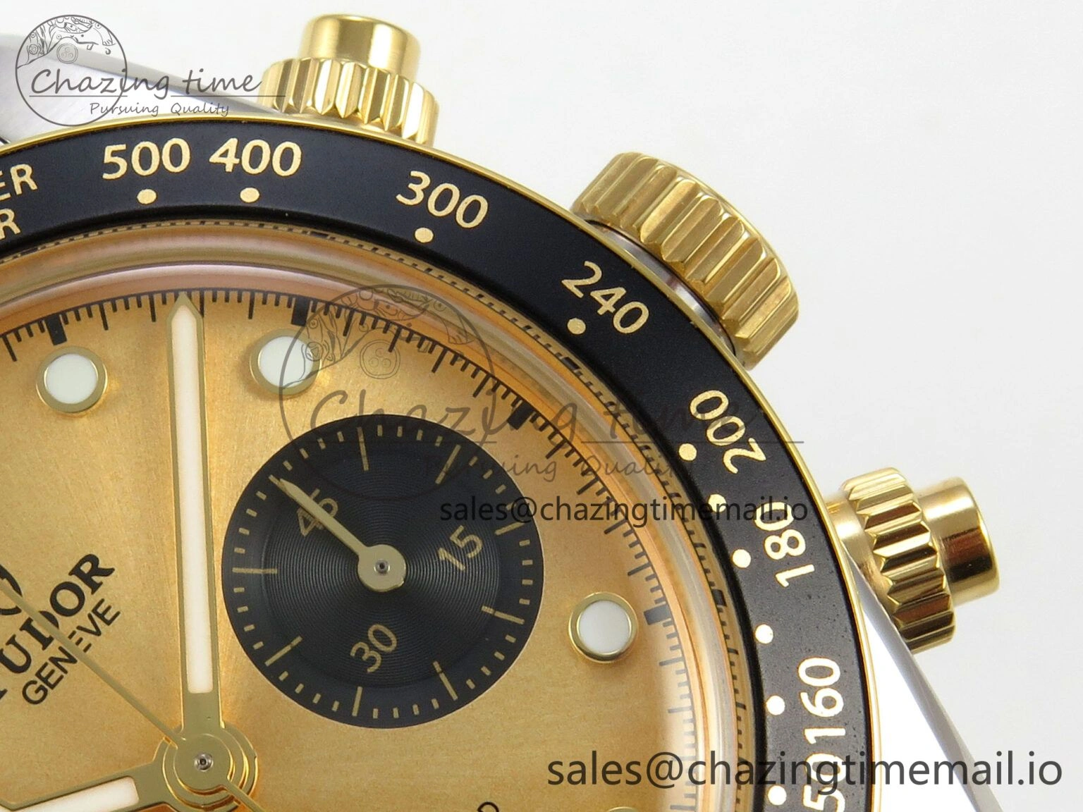 UrbanStyle Black Bay Chrono SS BLSF 1:1 Best Edition Gold Dial on YG SS Bracelet A 9721