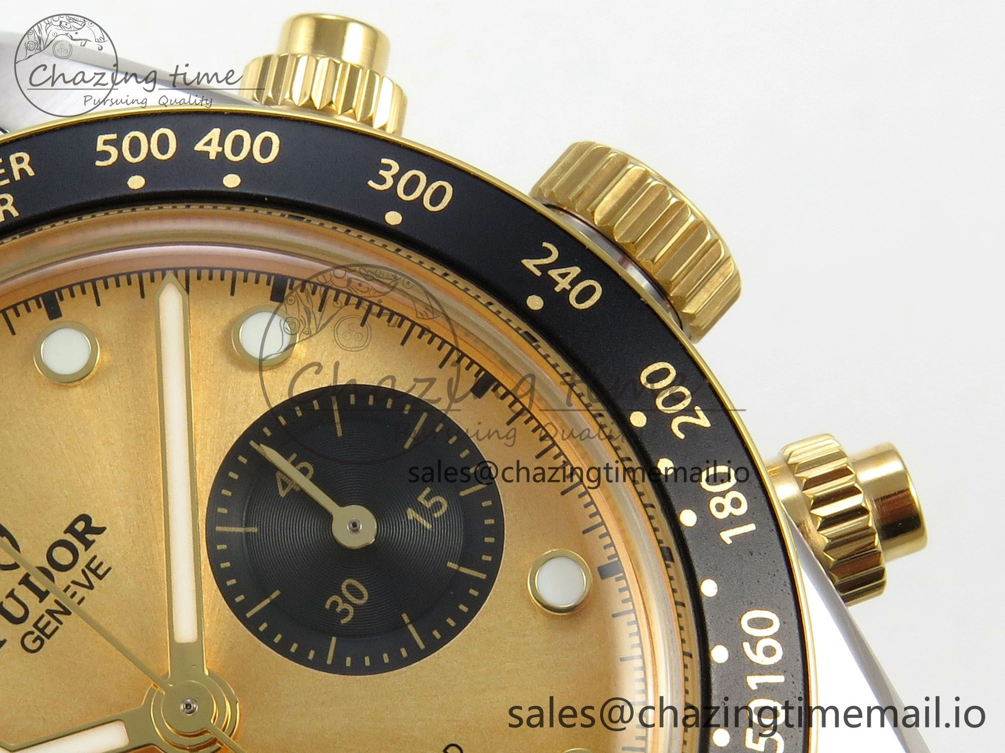 UrbanStyle Black Bay Chrono SS BLSF 1:1 Best Edition Gold Dial on YG SS Bracelet A 9721