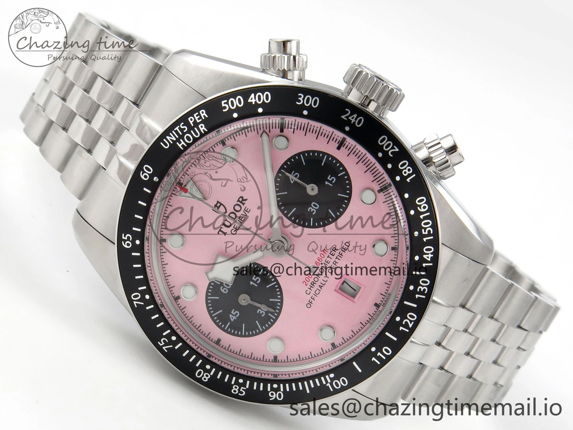 Black Bay Chrono SS BLSF 1:1 Best Edition Pink Dial on SS Bracelet A Stretchable 9724