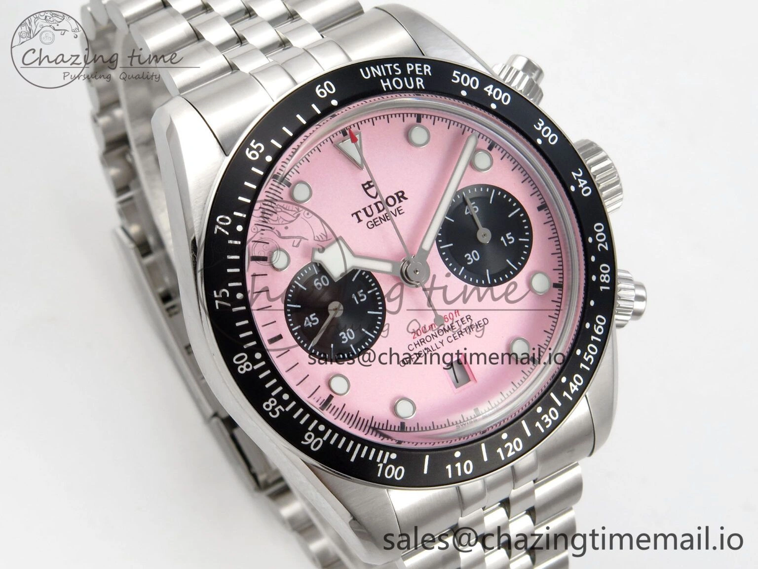 Black Bay Chrono SS BLSF 1:1 Best Edition Pink Dial on SS Bracelet A Stretchable 9724