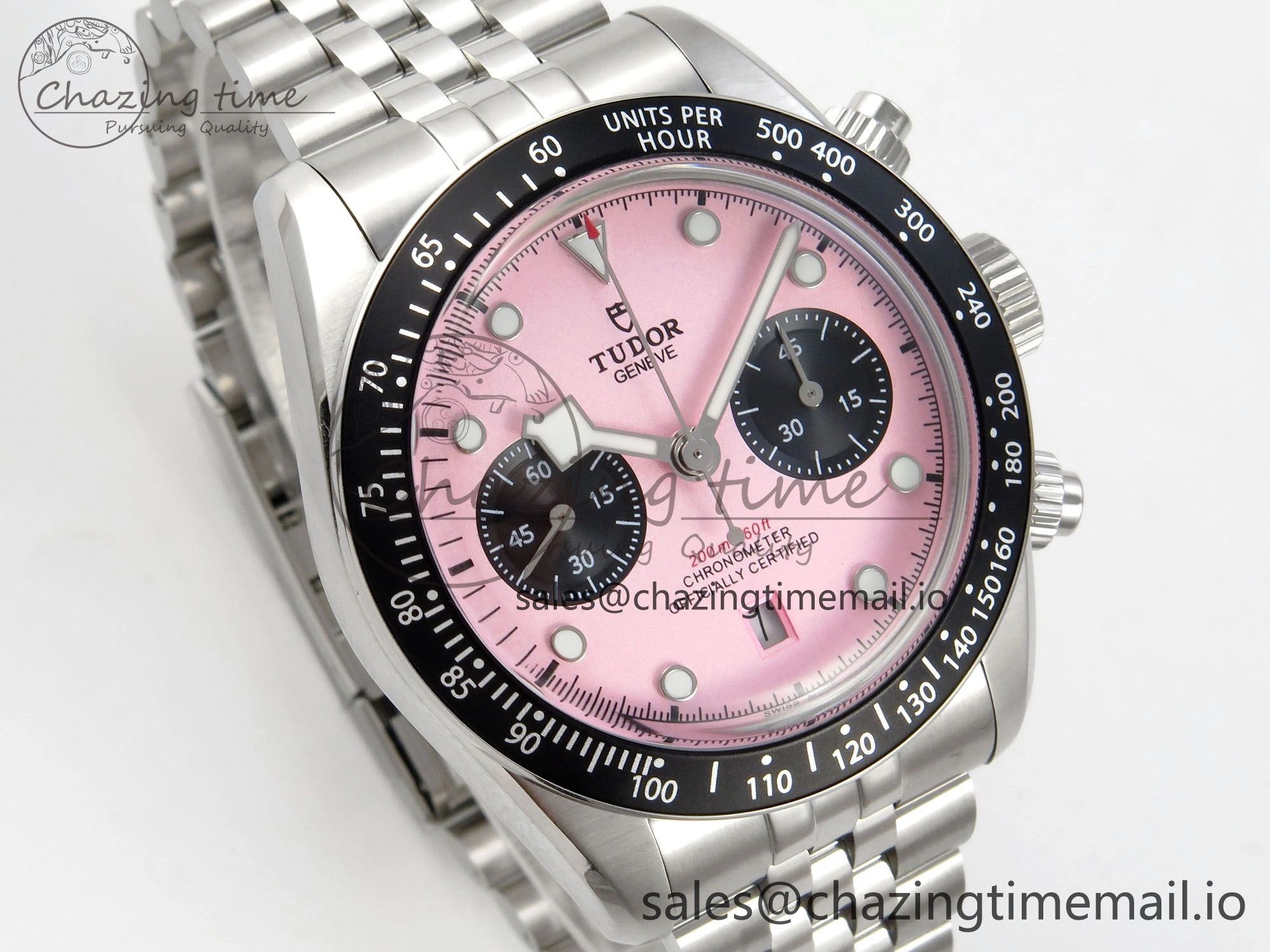 Black Bay Chrono SS BLSF 1:1 Best Edition Pink Dial on SS Bracelet A Stretchable 9724