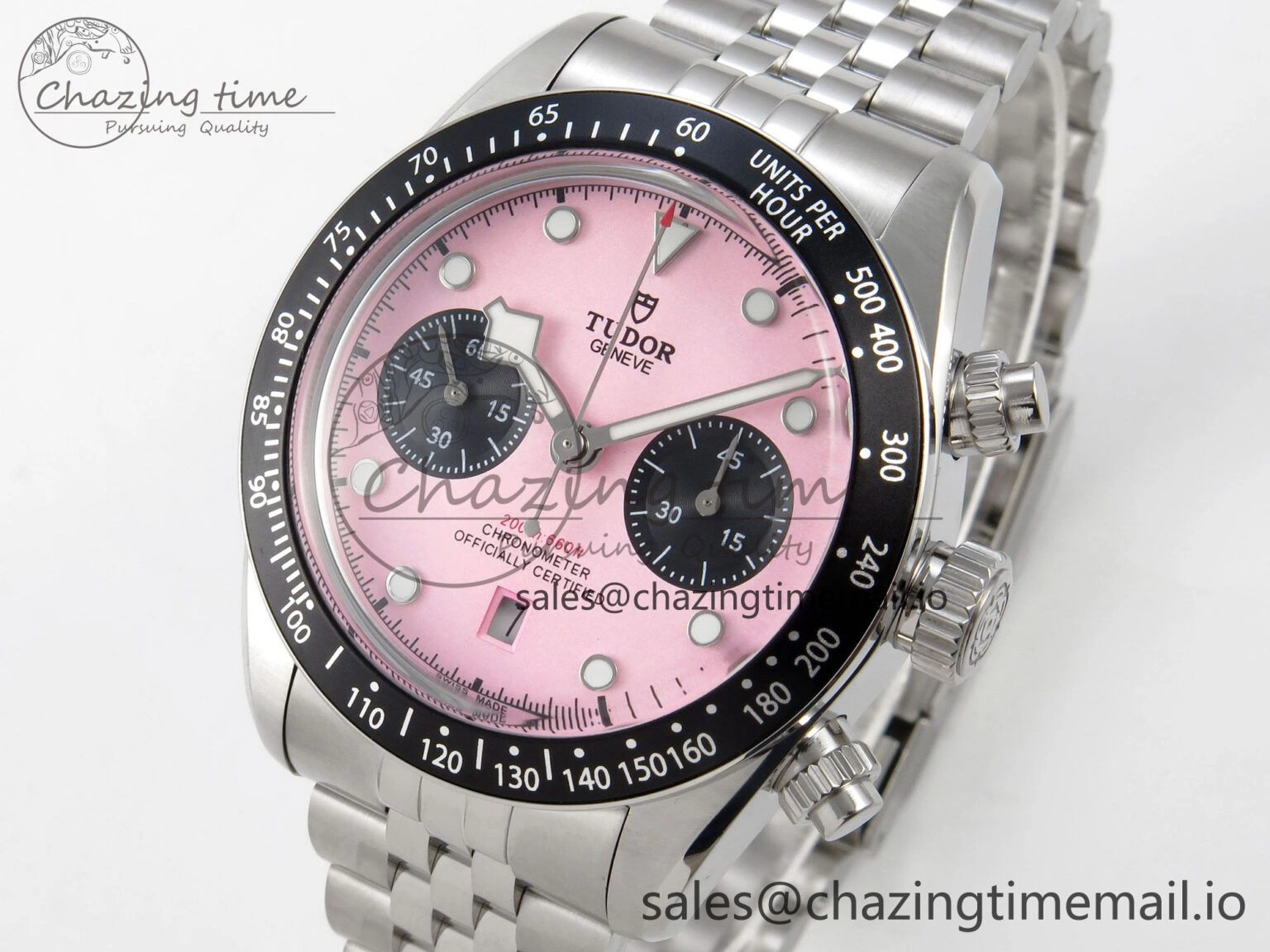 Black Bay Chrono SS BLSF 1:1 Best Edition Pink Dial on SS Bracelet A Stretchable 9724