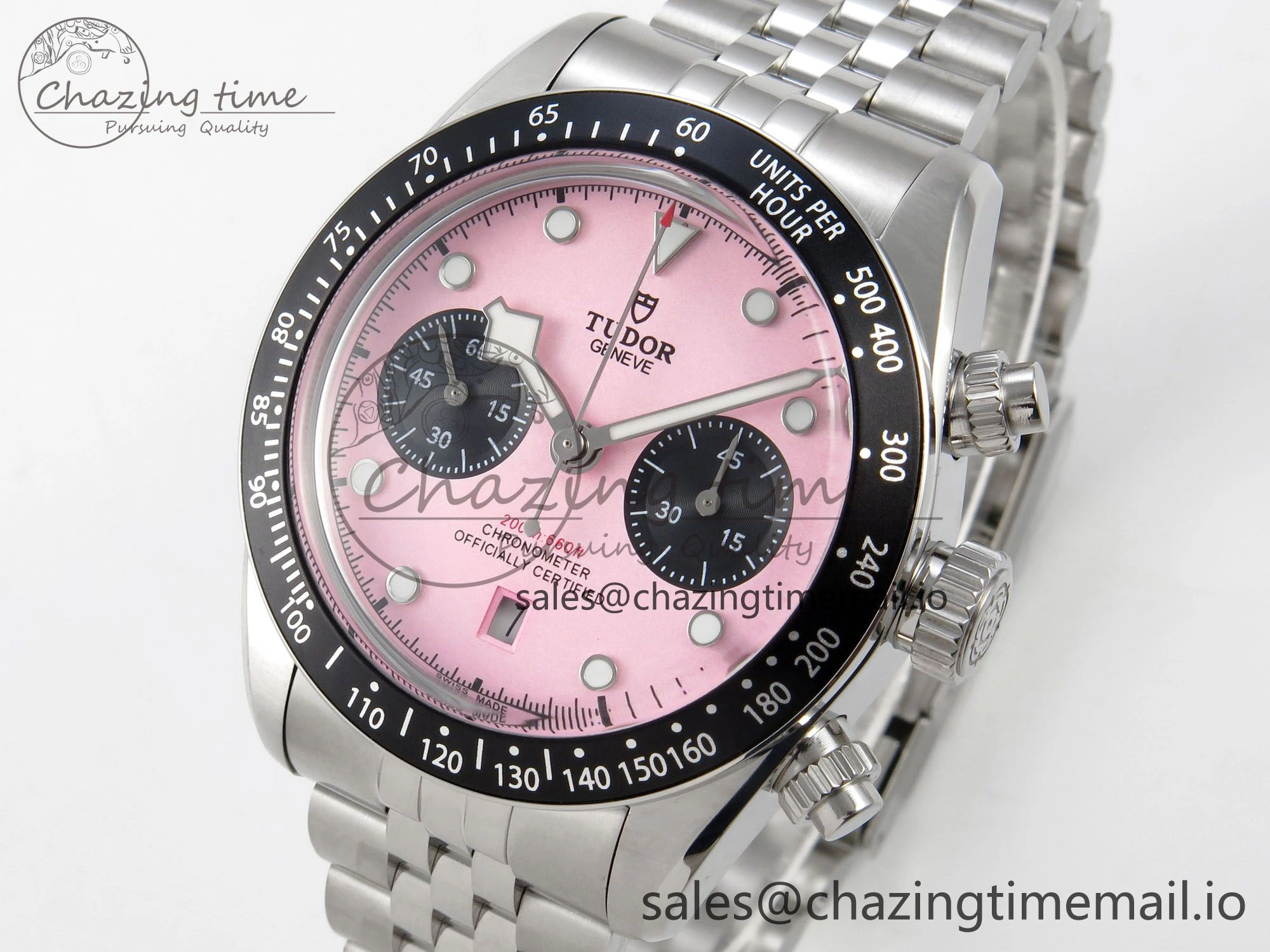 Black Bay Chrono SS BLSF 1:1 Best Edition Pink Dial on SS Bracelet A Stretchable 9724