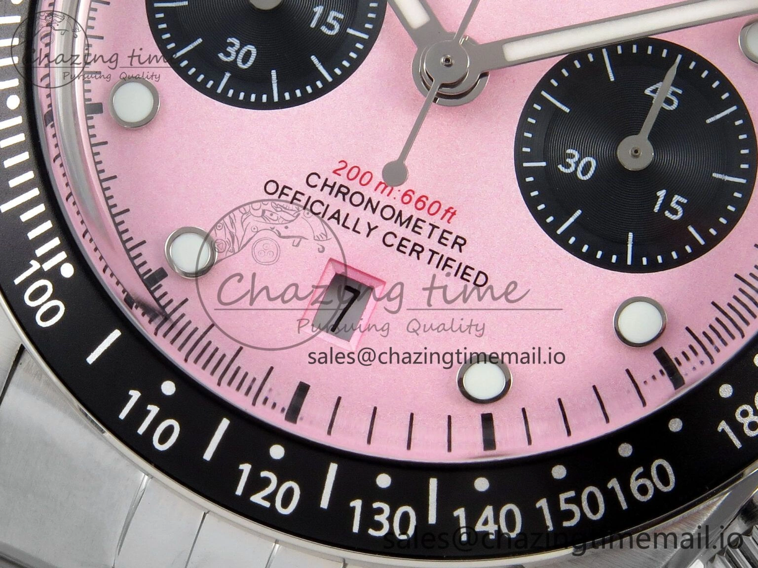 Black Bay Chrono SS BLSF 1:1 Best Edition Pink Dial on SS Bracelet A Stretchable 9724
