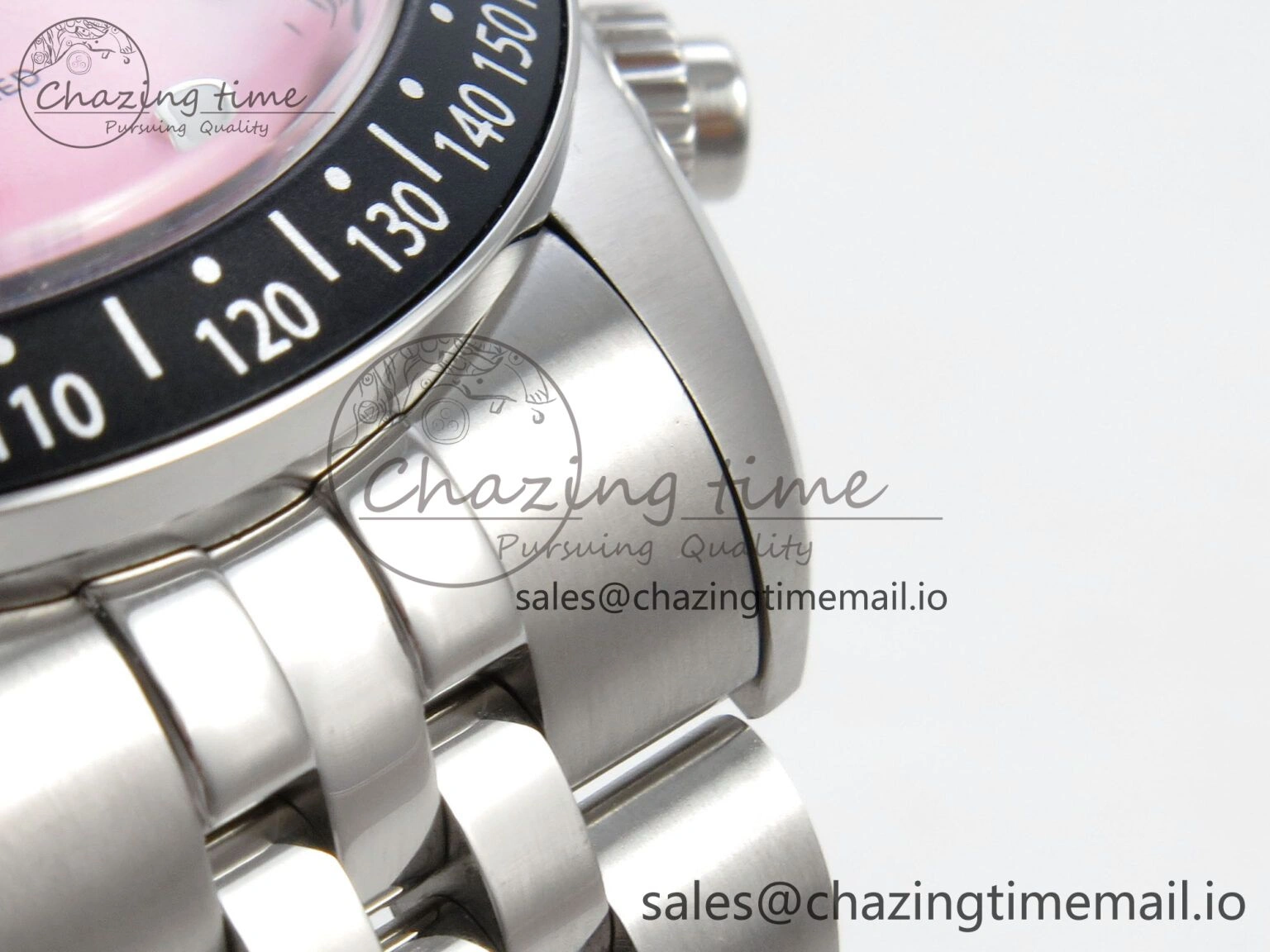 Black Bay Chrono SS BLSF 1:1 Best Edition Pink Dial on SS Bracelet A Stretchable 9724