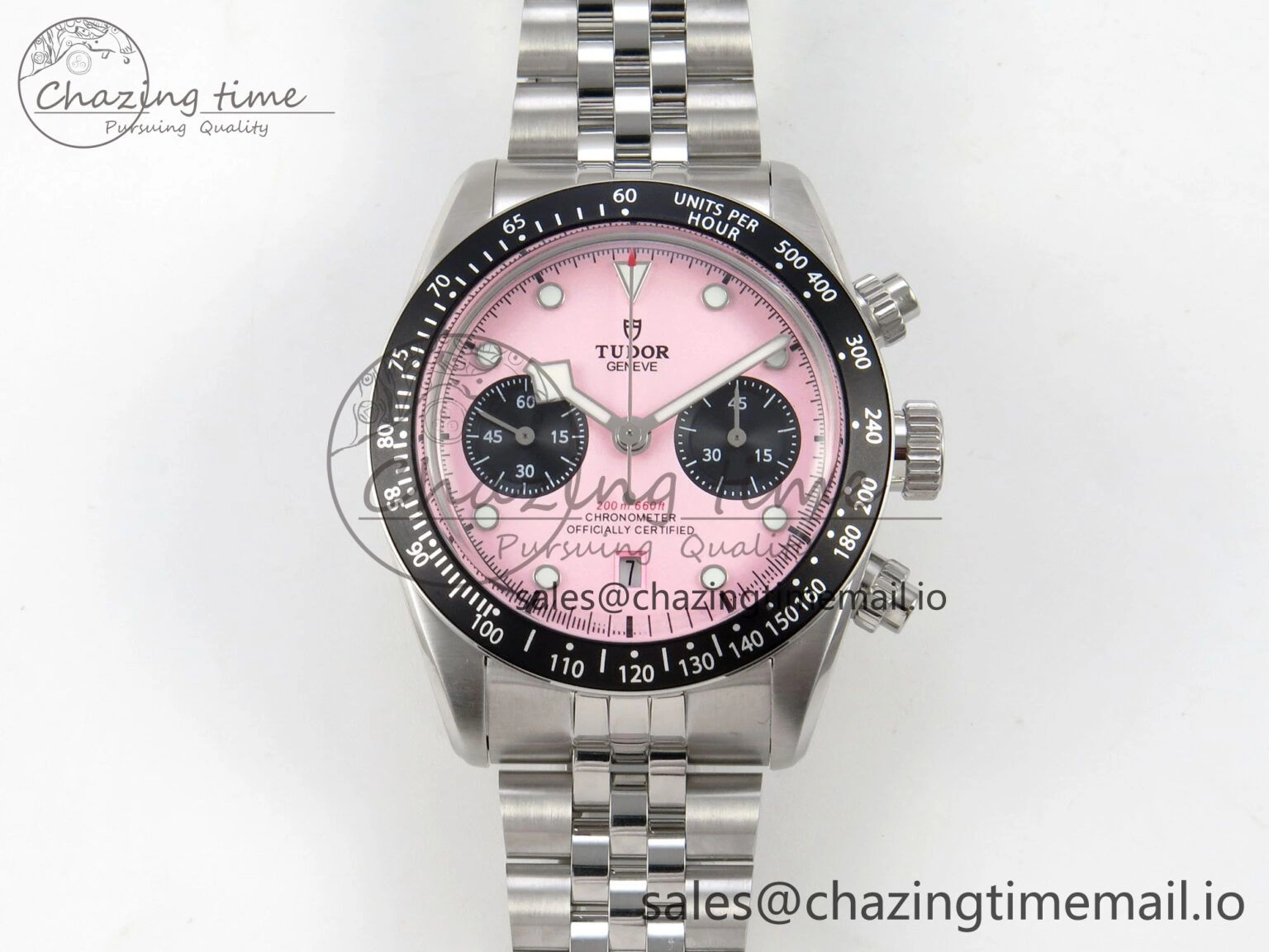 Black Bay Chrono SS BLSF 1:1 Best Edition Pink Dial on SS Bracelet A Stretchable 9724