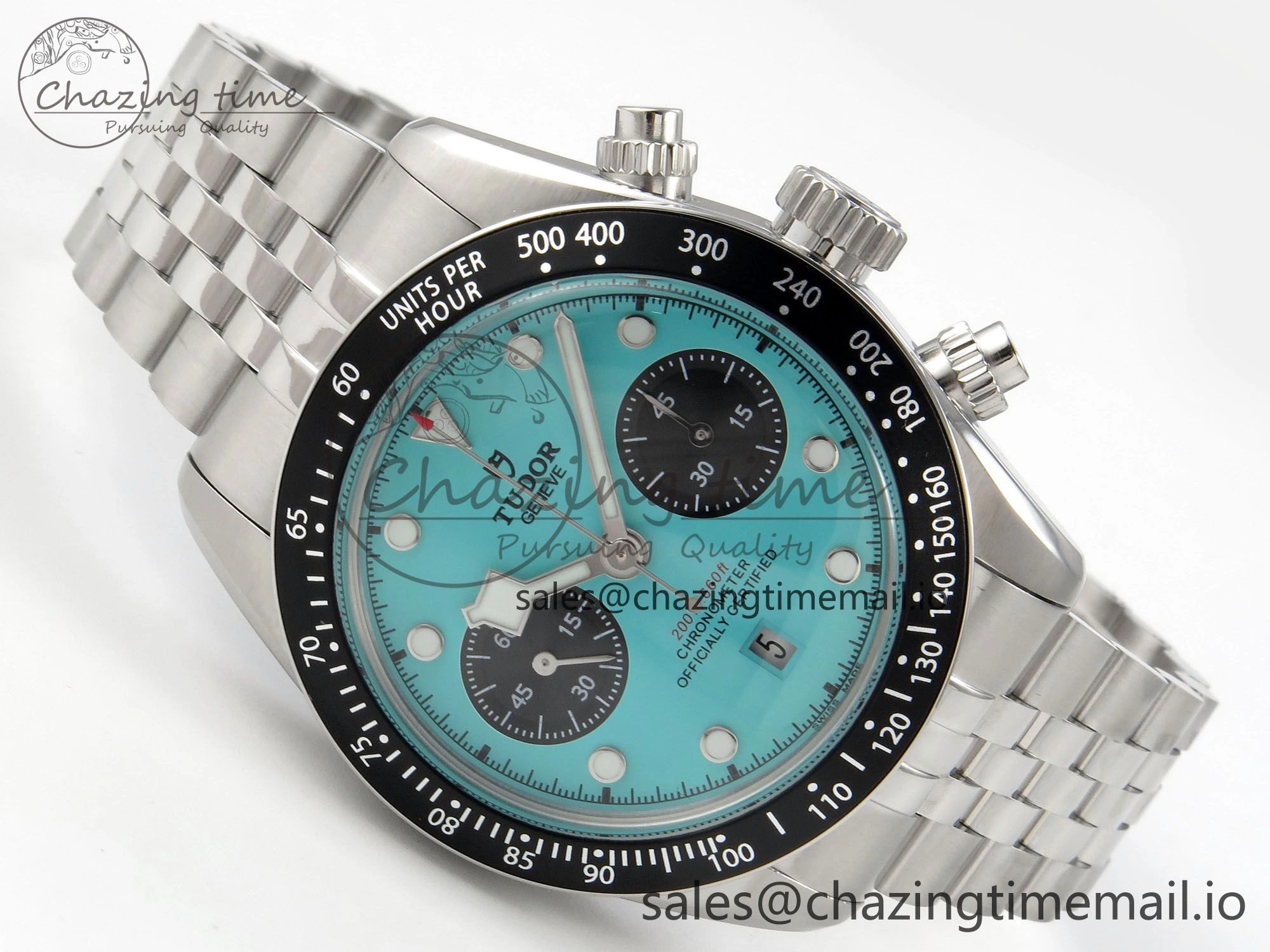 Original Black Bay Chrono SS BLSF 1:1 Best Edition Tiffany Blue Dial on SS Bracelet A 9725