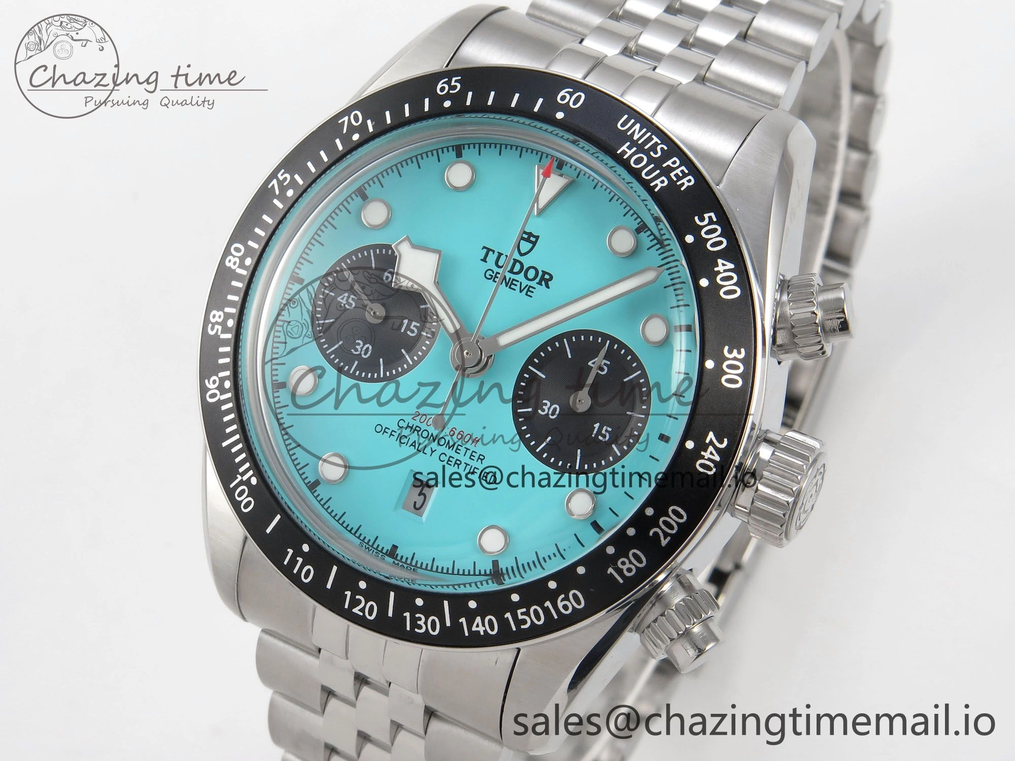 Original Black Bay Chrono SS BLSF 1:1 Best Edition Tiffany Blue Dial on SS Bracelet A 9725