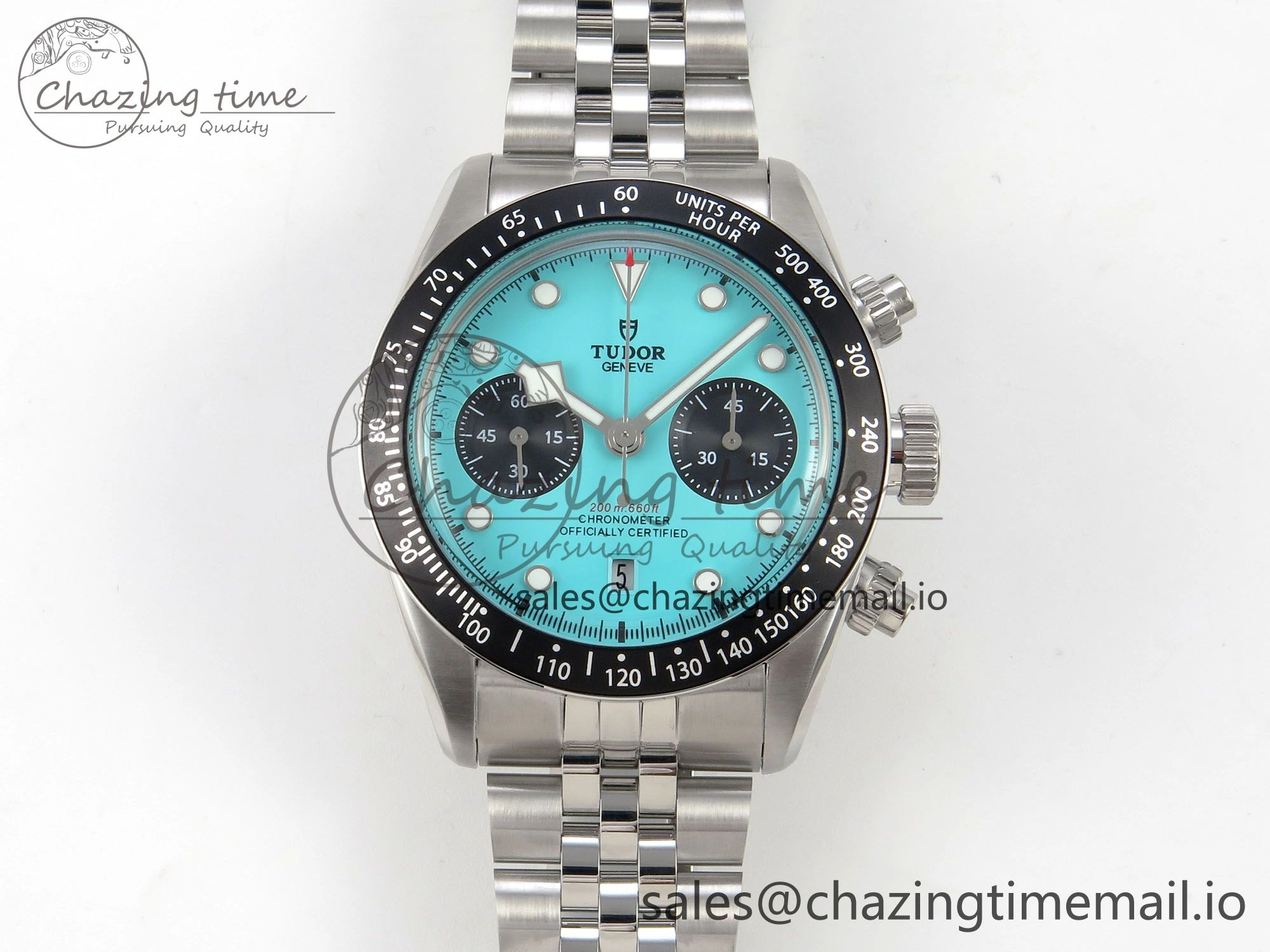 Original Black Bay Chrono SS BLSF 1:1 Best Edition Tiffany Blue Dial on SS Bracelet A 9725