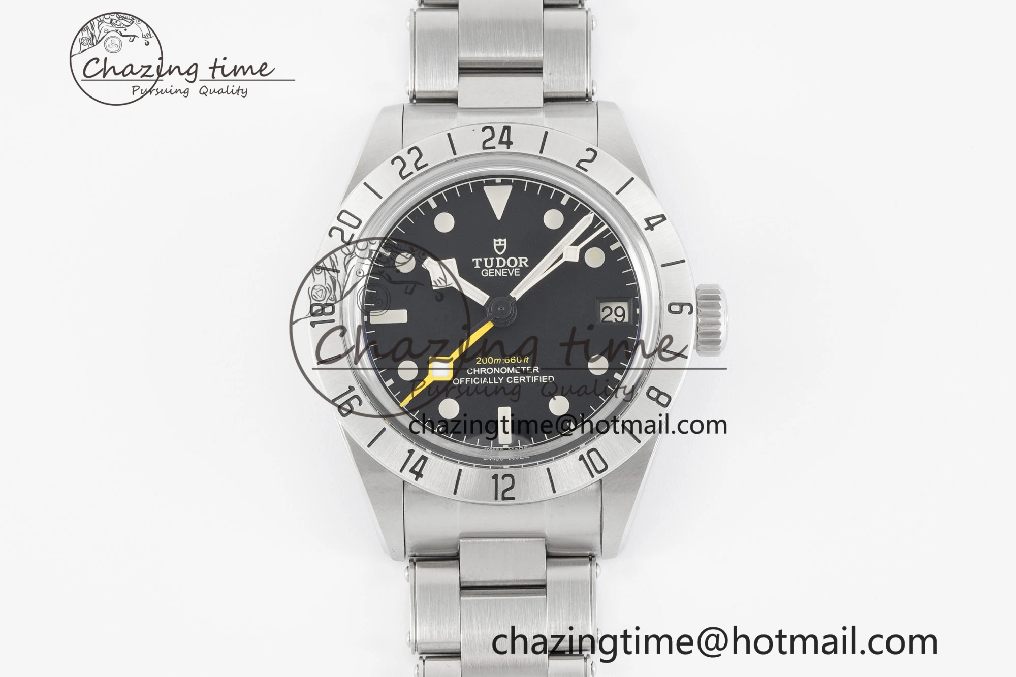 TopPick Black Bay GMT SS Bezel ZF 1:1 Best Edition Black Dial on SS Bracelet A 9740