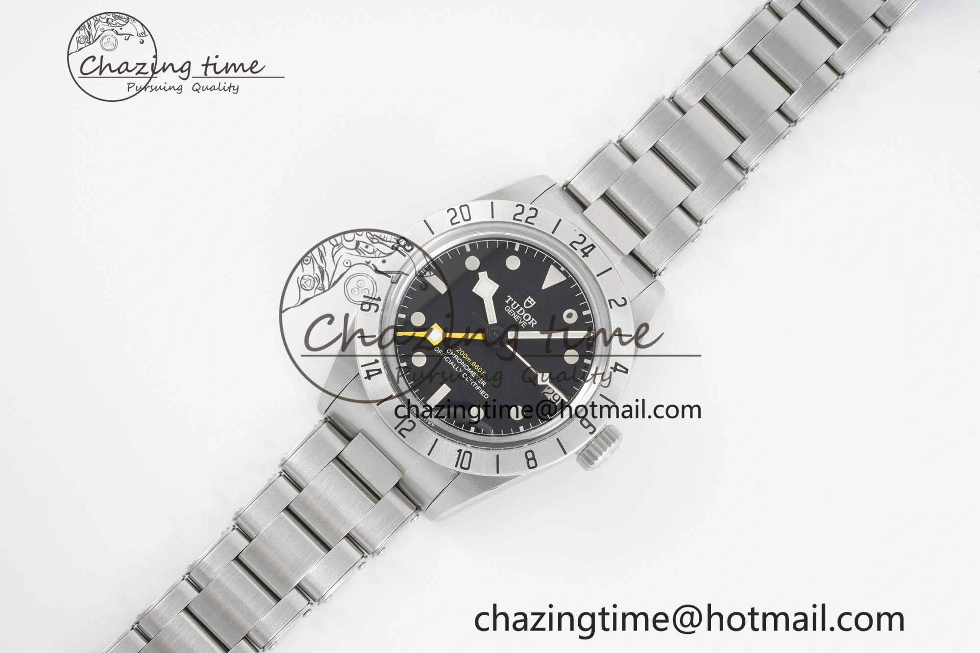 TopPick Black Bay GMT SS Bezel ZF 1:1 Best Edition Black Dial on SS Bracelet A 9740
