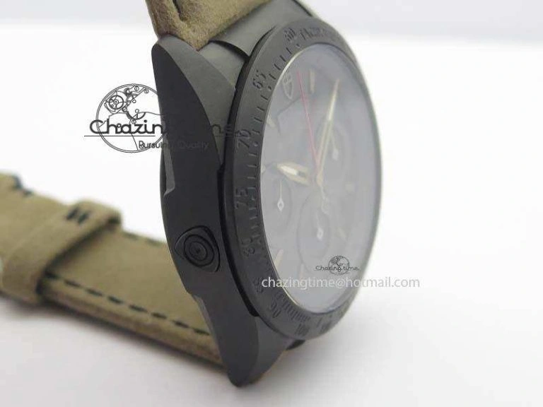 Upgraded Black Shield Ceramic ZF 1:1 Best Edition Black Dial On Brown Leather Strap A 9778