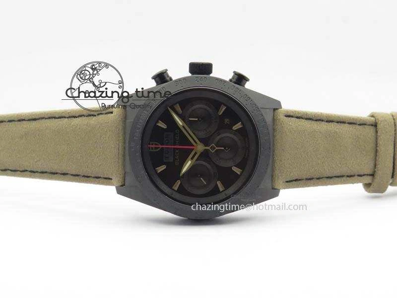 Upgraded Black Shield Ceramic ZF 1:1 Best Edition Black Dial On Brown Leather Strap A 9778