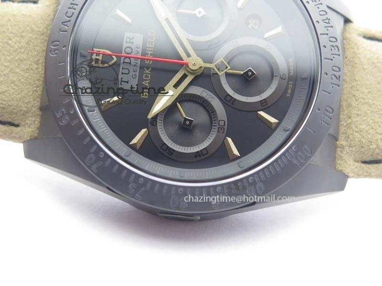Upgraded Black Shield Ceramic ZF 1:1 Best Edition Black Dial On Brown Leather Strap A 9778