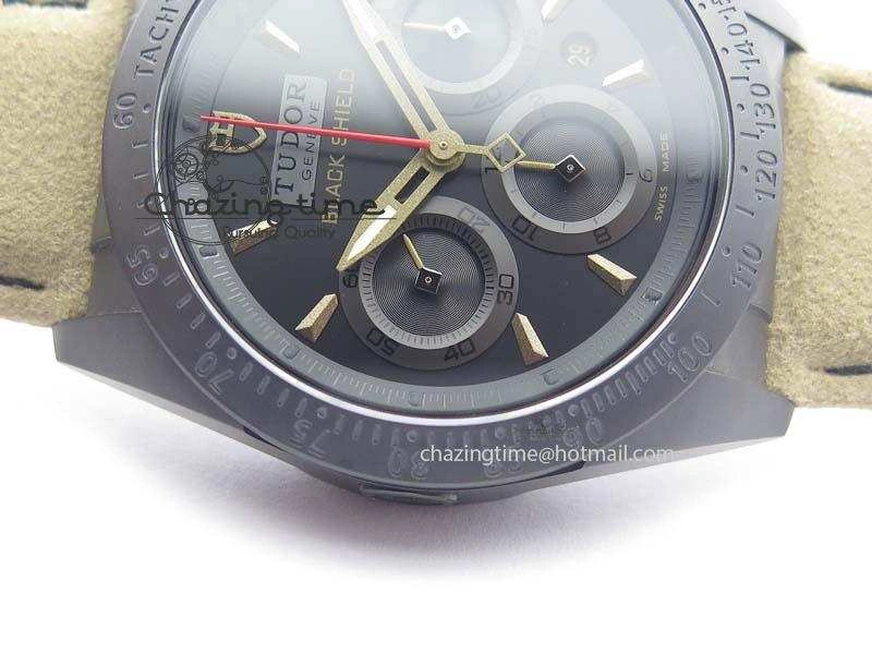 Upgraded Black Shield Ceramic ZF 1:1 Best Edition Black Dial On Brown Leather Strap A 9778