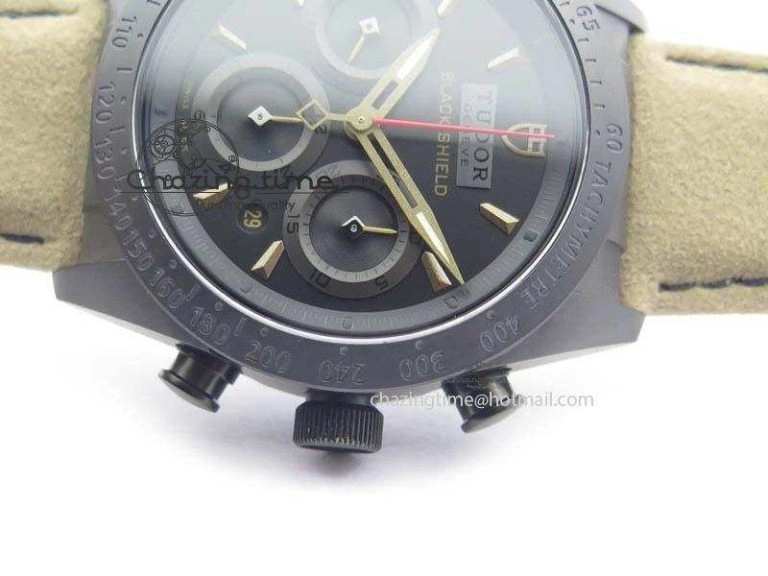 Upgraded Black Shield Ceramic ZF 1:1 Best Edition Black Dial On Brown Leather Strap A 9778