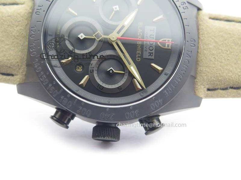 Upgraded Black Shield Ceramic ZF 1:1 Best Edition Black Dial On Brown Leather Strap A 9778