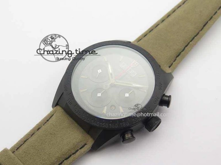 Upgraded Black Shield Ceramic ZF 1:1 Best Edition Black Dial On Brown Leather Strap A 9778