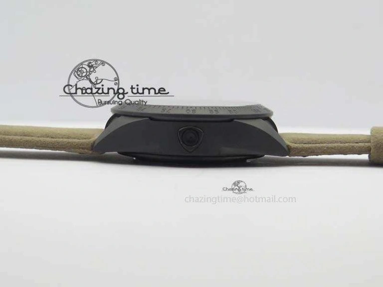 Upgraded Black Shield Ceramic ZF 1:1 Best Edition Black Dial On Brown Leather Strap A 9778